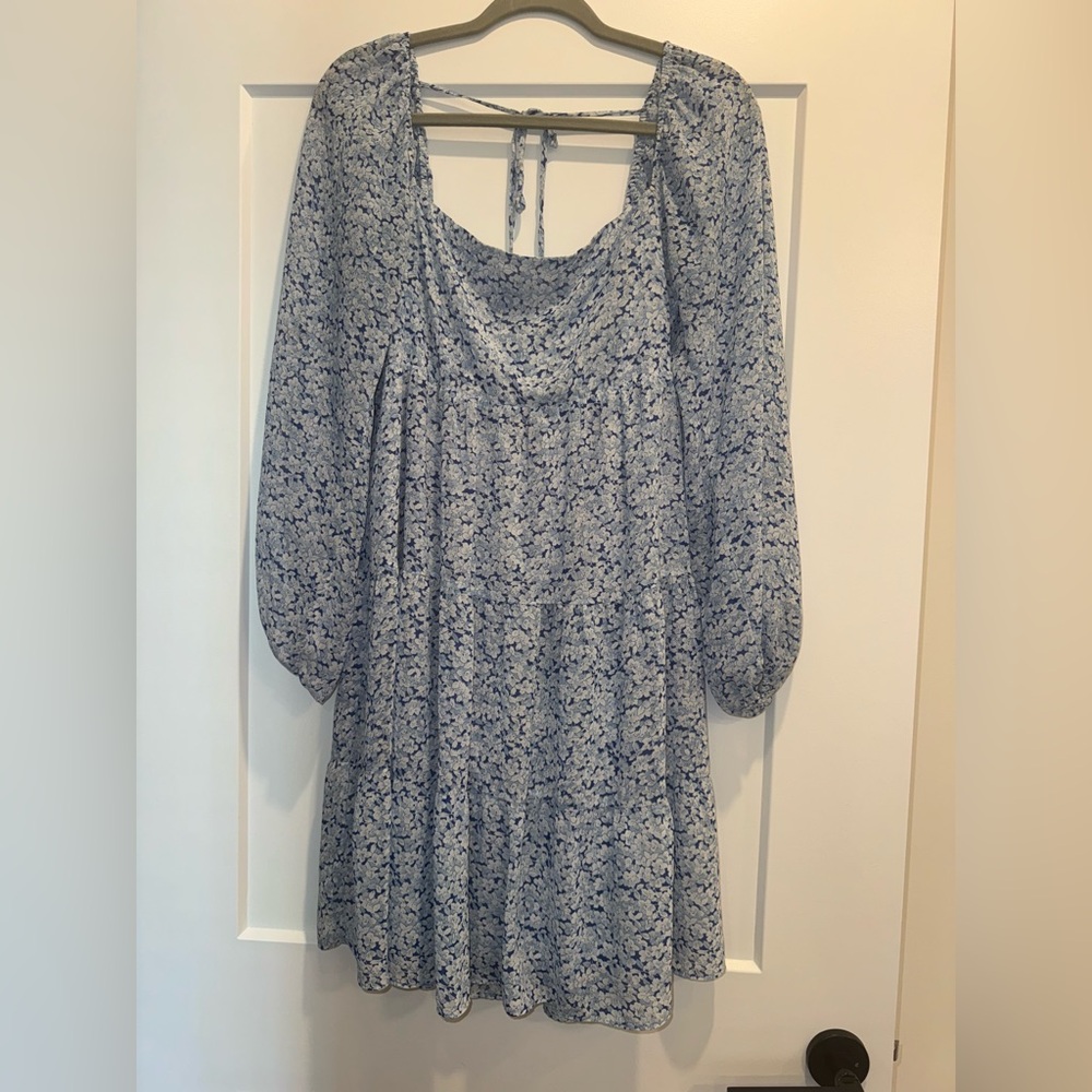 Boutique and Elegant Blue Floral Women's Dress